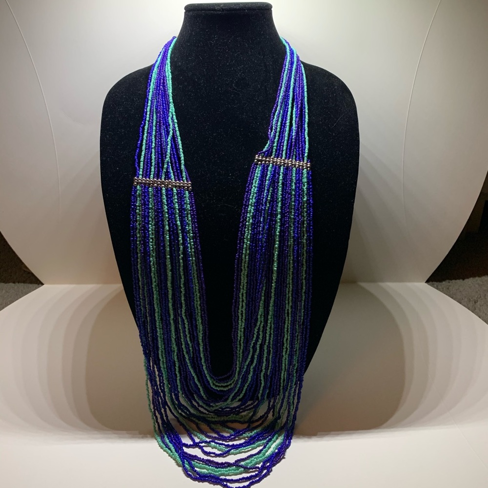 Beads blue long necklace
